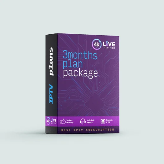 Three-month IPTV subscription package with 10000+ channels and on-demand content.